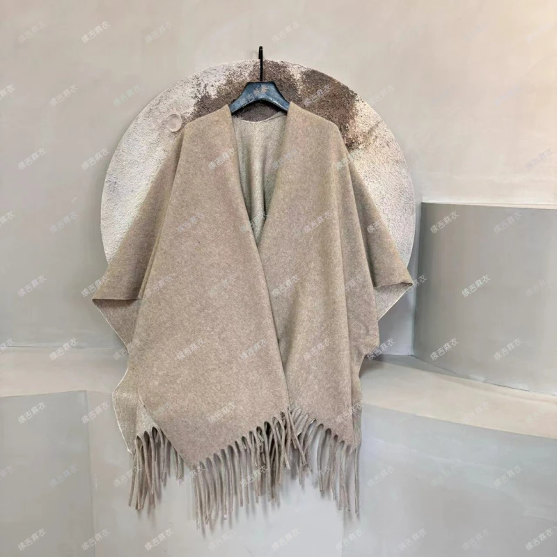 24-1443-｜氛围感｜韩系流苏保暖秋冬季大披肩百搭外套