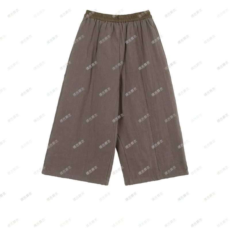 原创设计24-1553【冬日恋歌】100亚麻休闲复古宽松百搭设计加厚棉裤