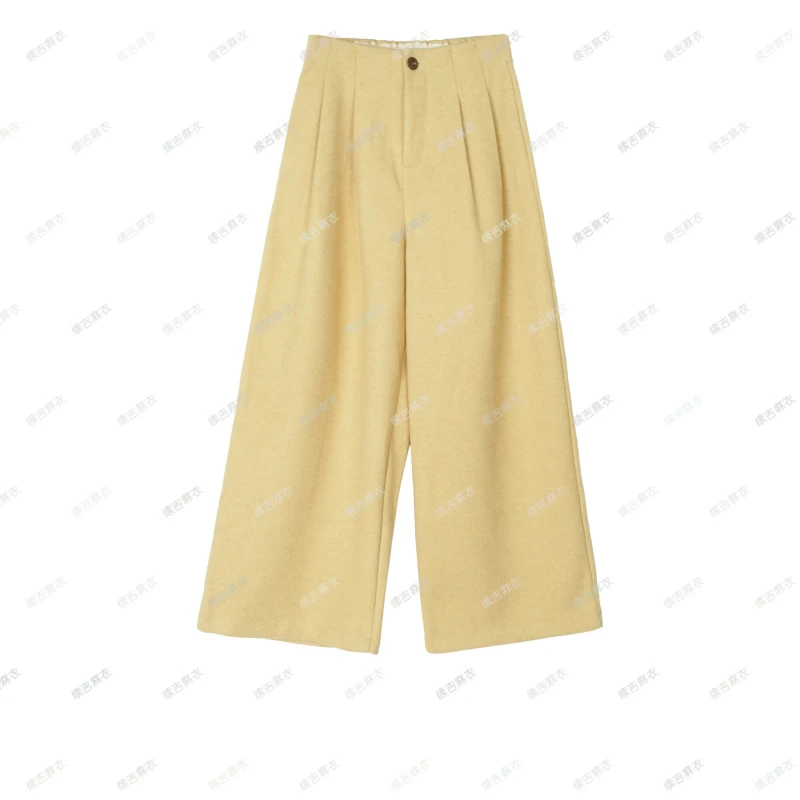 原创设计24-1824【芥花】加厚休闲简约宽松百搭纯色垂感直筒裤