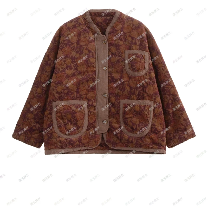 原创设计24-1196【塞鸿秋】时尚复古休闲印花棉服