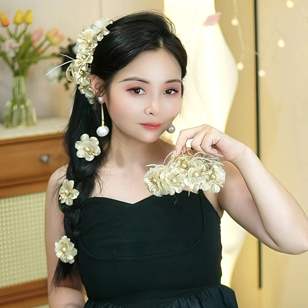 超仙网红花朵鲨鱼夹国风仙气立体抓夹仙女头饰发夹发饰发卡边夹