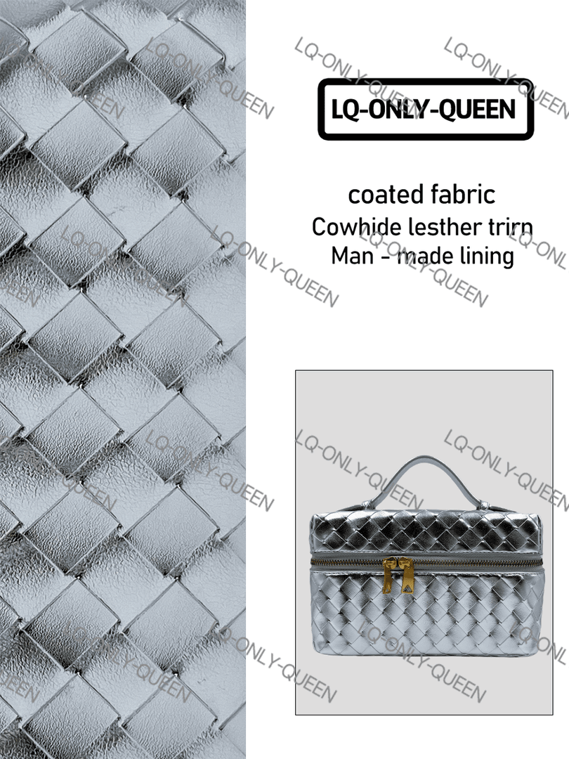 lq-only-queen 手工真皮女包拉链编织银色