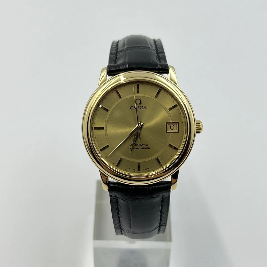 95新 Omega/欧米茄 蝶飞系列/单表/35mm表径/18K金金色优雅男士