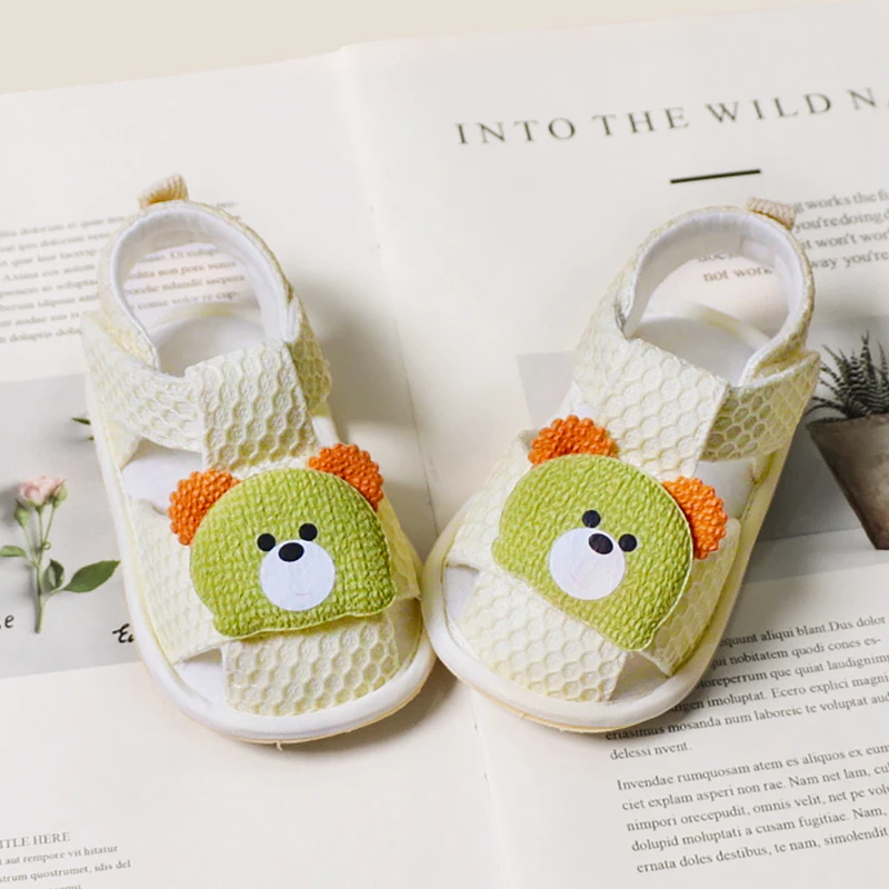 夏季婴儿可爱卡通包头凉鞋防滑软底不掉跟学步鞋3-12月编织透气ol