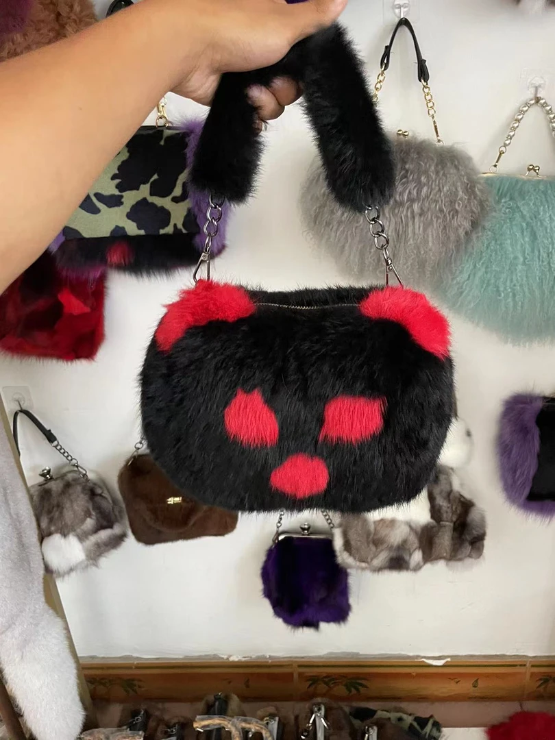 真皮真毛皮草兔毛包包私拍不发货