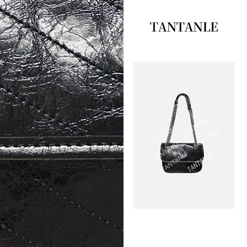 高定单肩斜跨时尚休闲流浪气质女包 nk黑色小号21