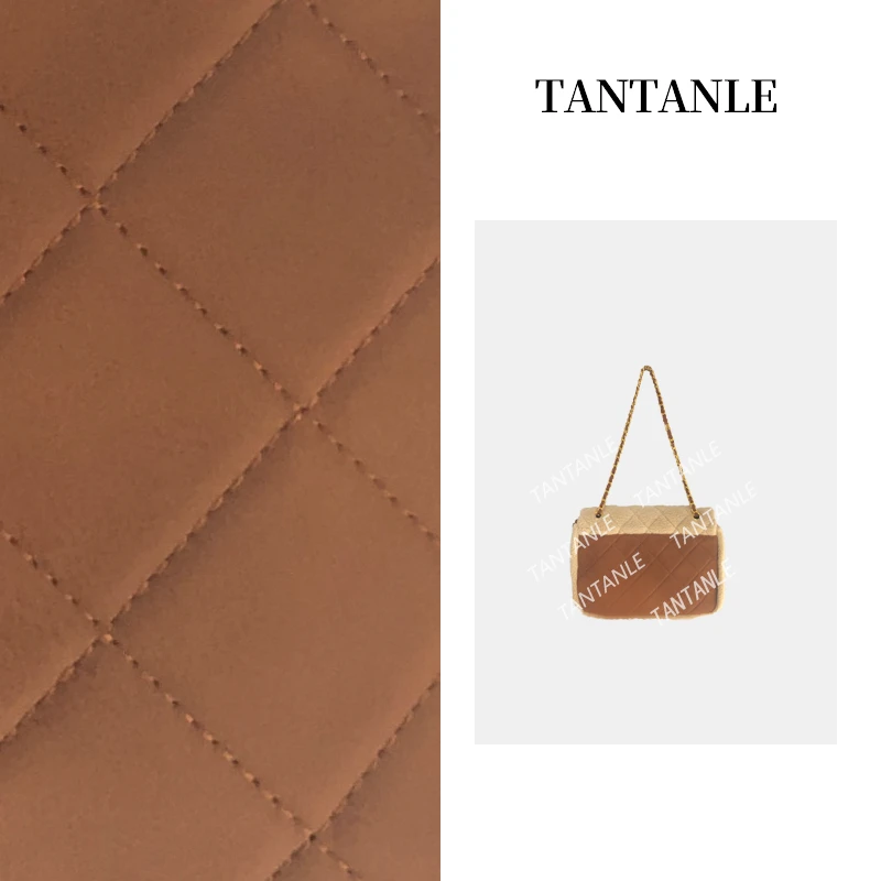 TanTanLe高定时尚气质单肩百搭简约女士大号棕色菱格女包