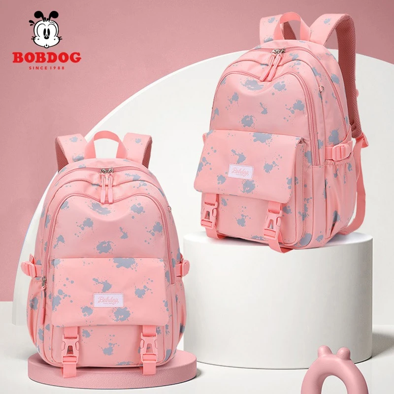 Bobdog/巴布豆书包小学生女童1-3-大容量男童双肩包护脊减负开学