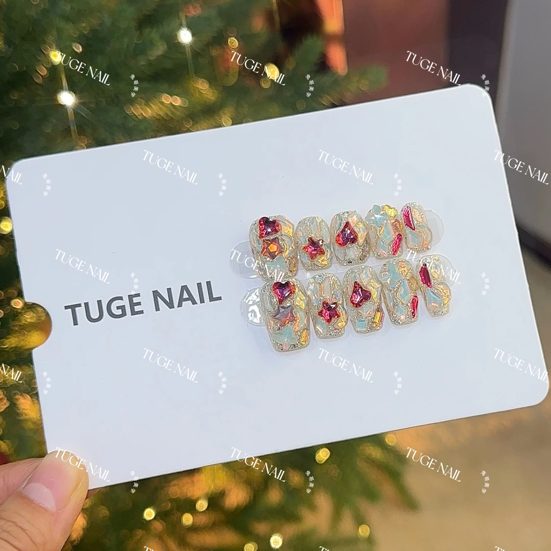 TugeNail“奶糖告白”原创设计秋冬满钻超闪美甲设计师穿戴甲1199