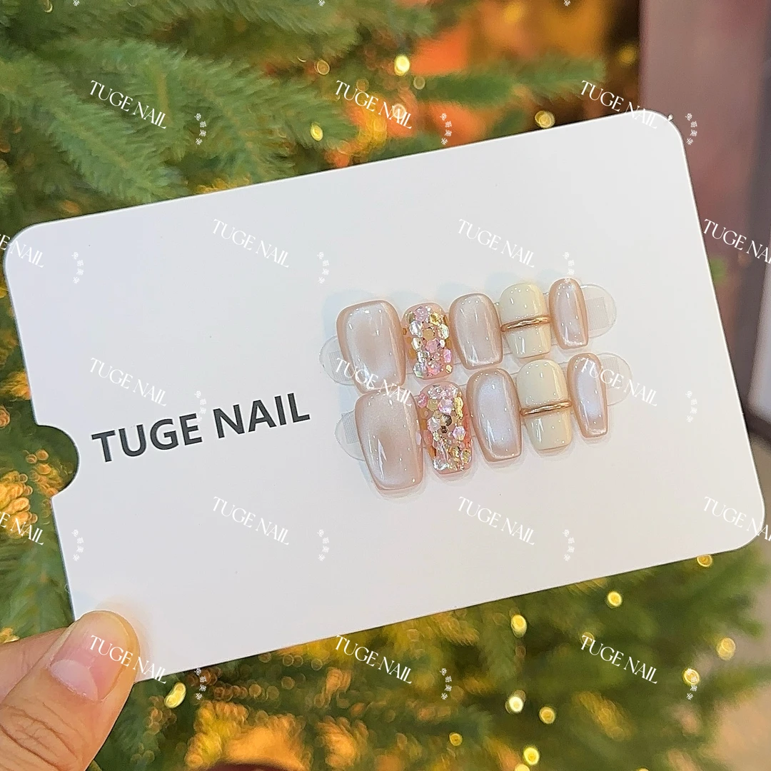 TugeNail“白茶甜心”（现货）秋冬猫眼极简复古设计师款穿戴甲TGLI