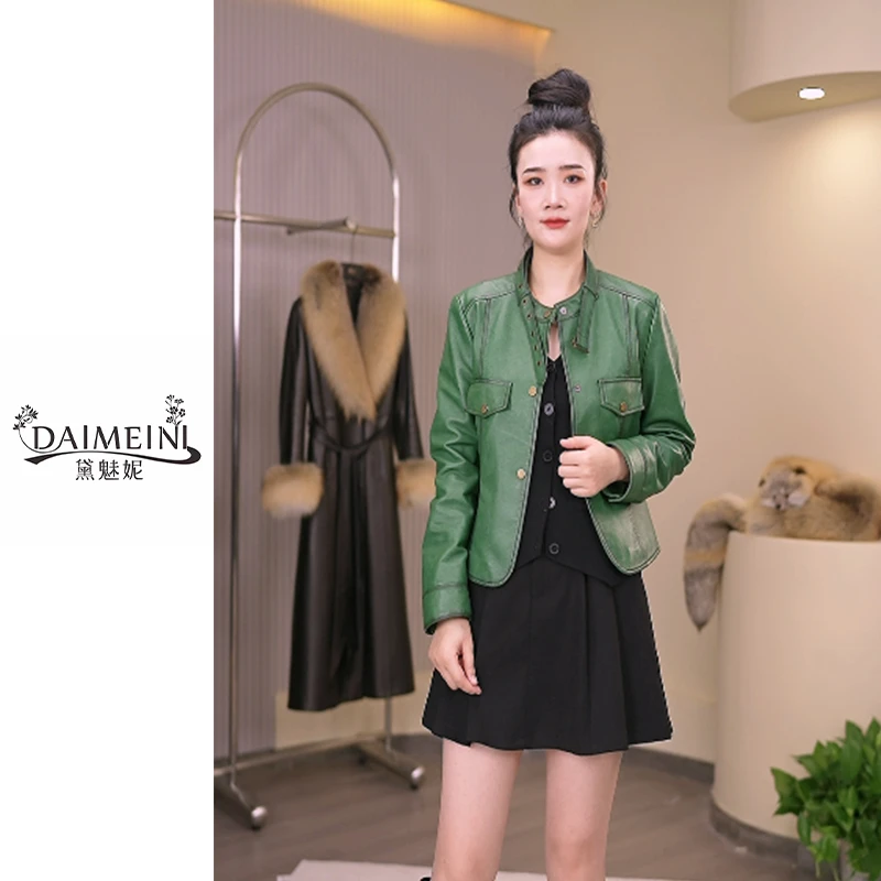 889233真皮皮衣女士绵羊皮外套短款