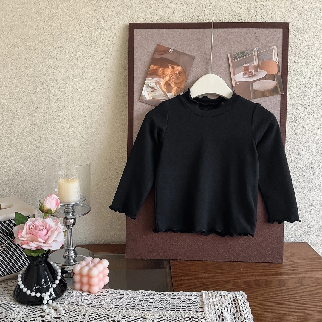 2025年春秋季新品女童时尚百搭基础打底衫儿童长袖纯色保暖AQA29