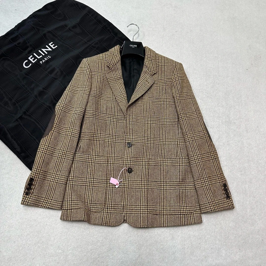 99新 Celine/思琳 celine羊毛西装  威尔士亲王格纹