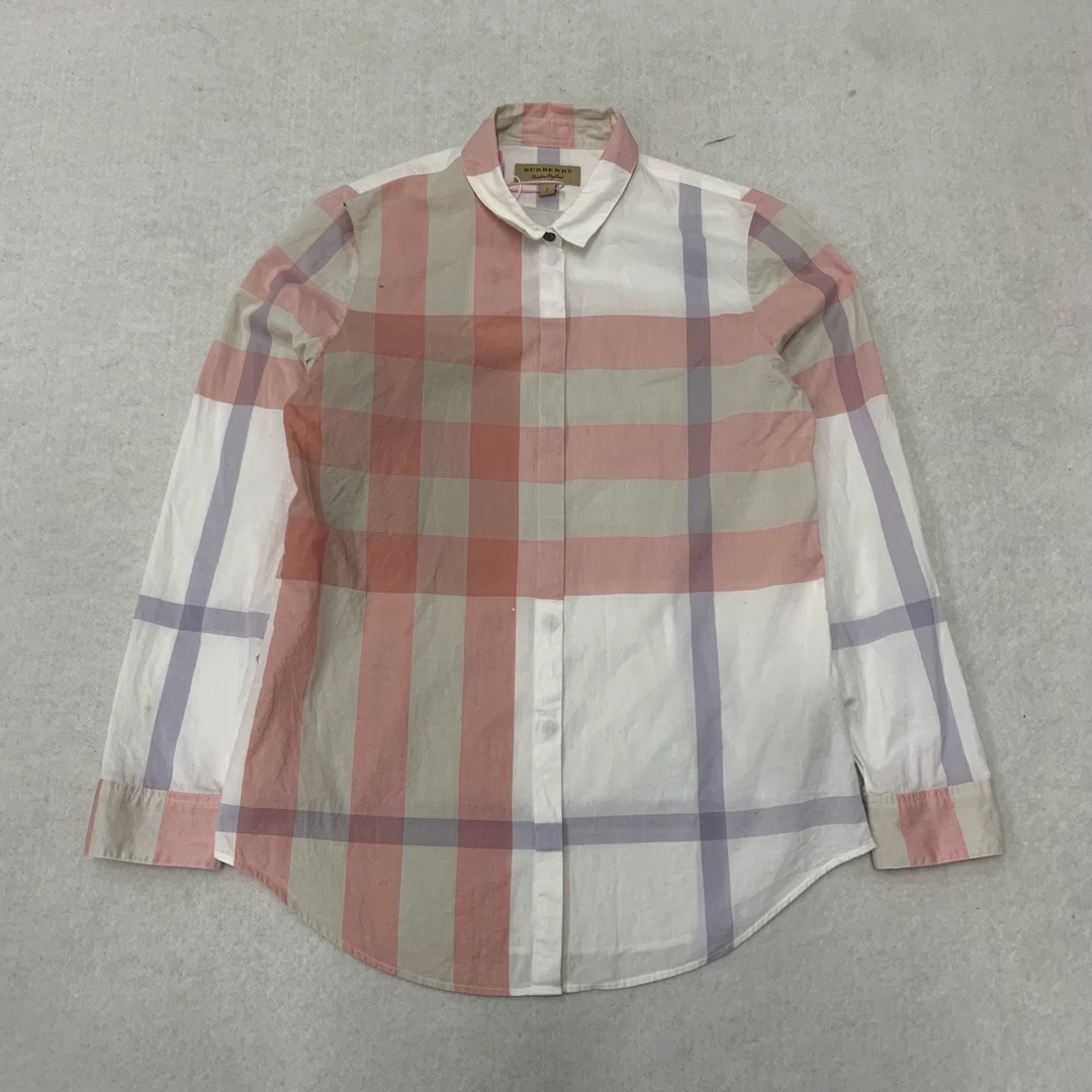 95新  Burberry 粉色格纹衬衫 S码6492125