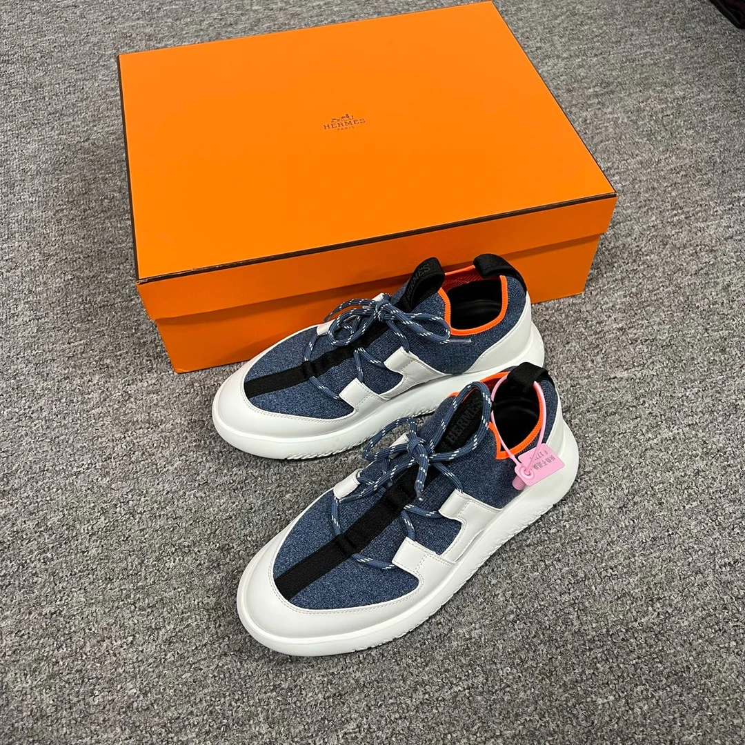99新 Hermes/爱马仕 爱马仕 白蓝休闲鞋