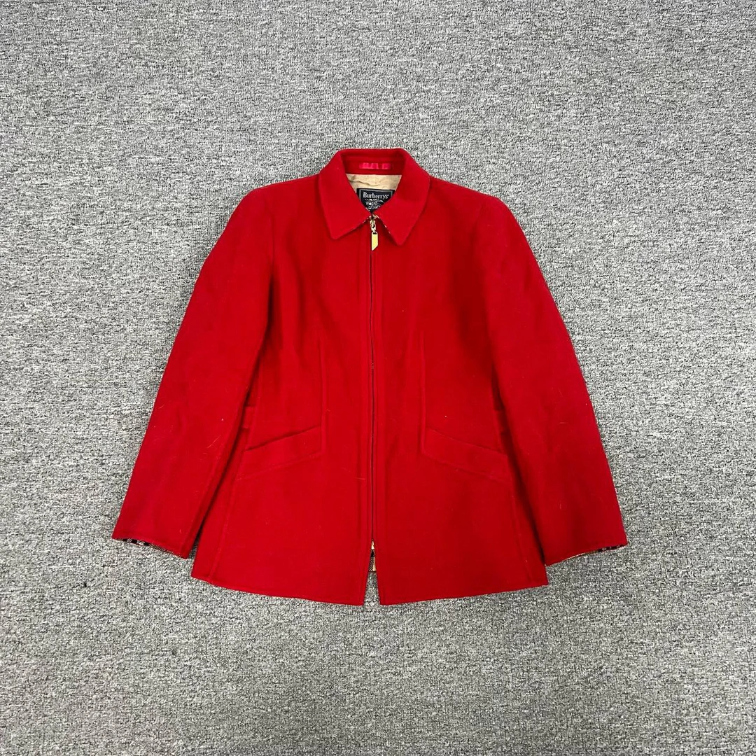 99新 BURBERRY/博柏利 Burberry 红色大衣 内里格纹
