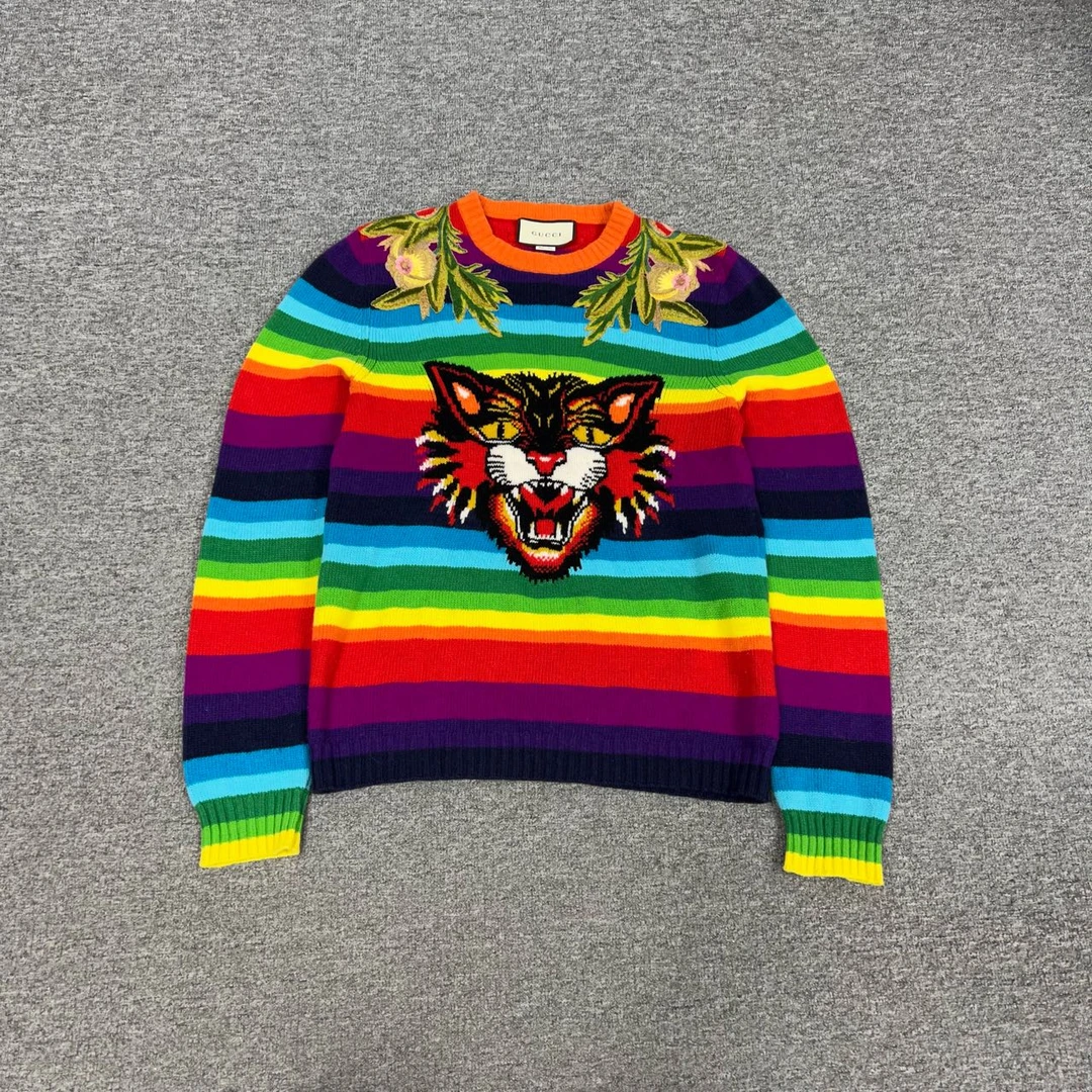 99新 GUCCI/古驰 gucci 虎头彩虹毛衣