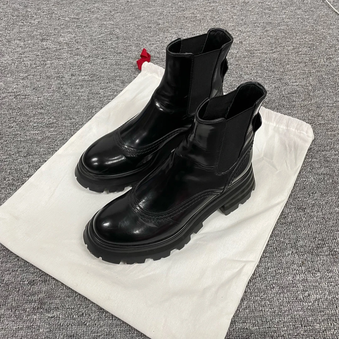 99新 Alexander McQueen/亚历山大·麦昆 麦昆 厚底 短靴 37码