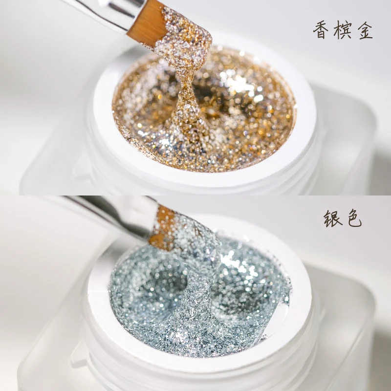 高密免洗彩绘铂金胶铂银2瓶套装拉线胶美甲勾边胶甲油胶（不带笔）
