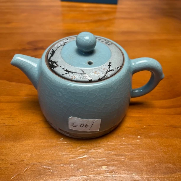 拾韵哥窑德钟井栏壶寒梅茶具天青色家用冰裂纹大容量茶壶陶瓷C069