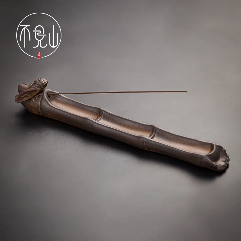 知了蝉线香插大号立式陶瓷香熏炉茶桌书房创意卧式香托插熏香器具