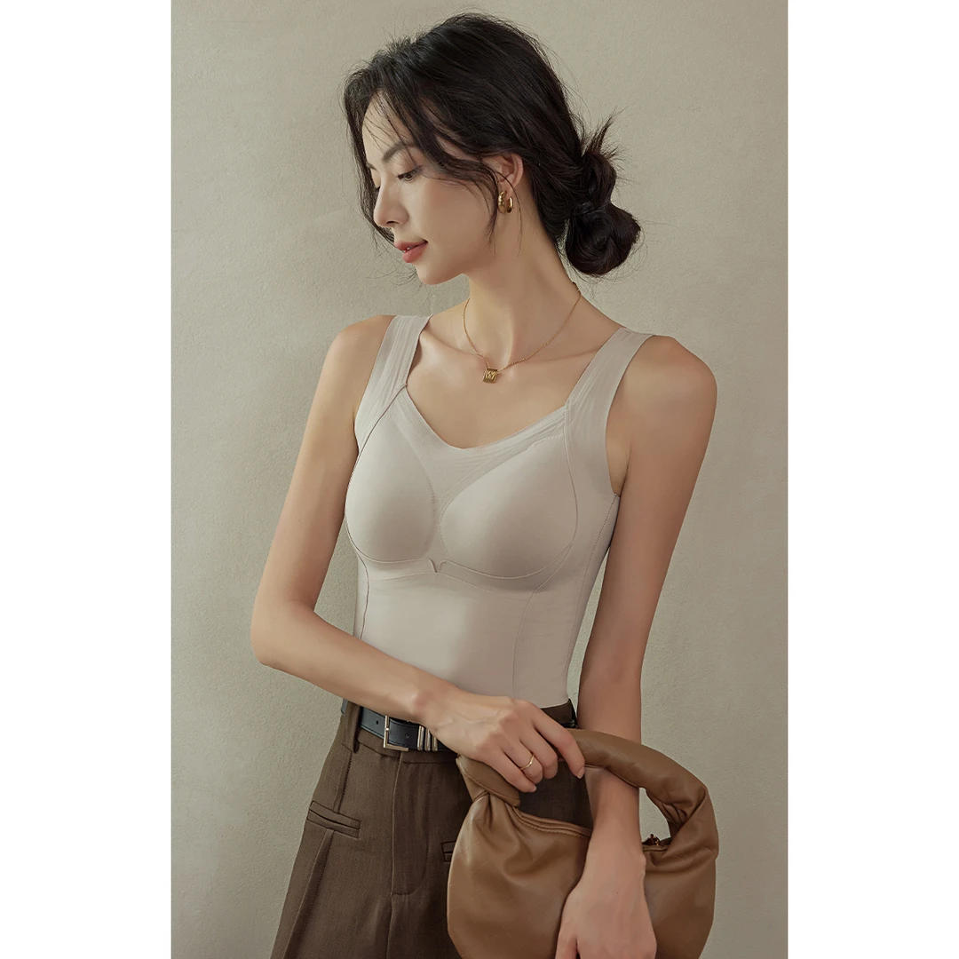 门店17&9！穿上暖"绒绒”~免bra蚕丝养肤7A抗菌无痕背心女C19204