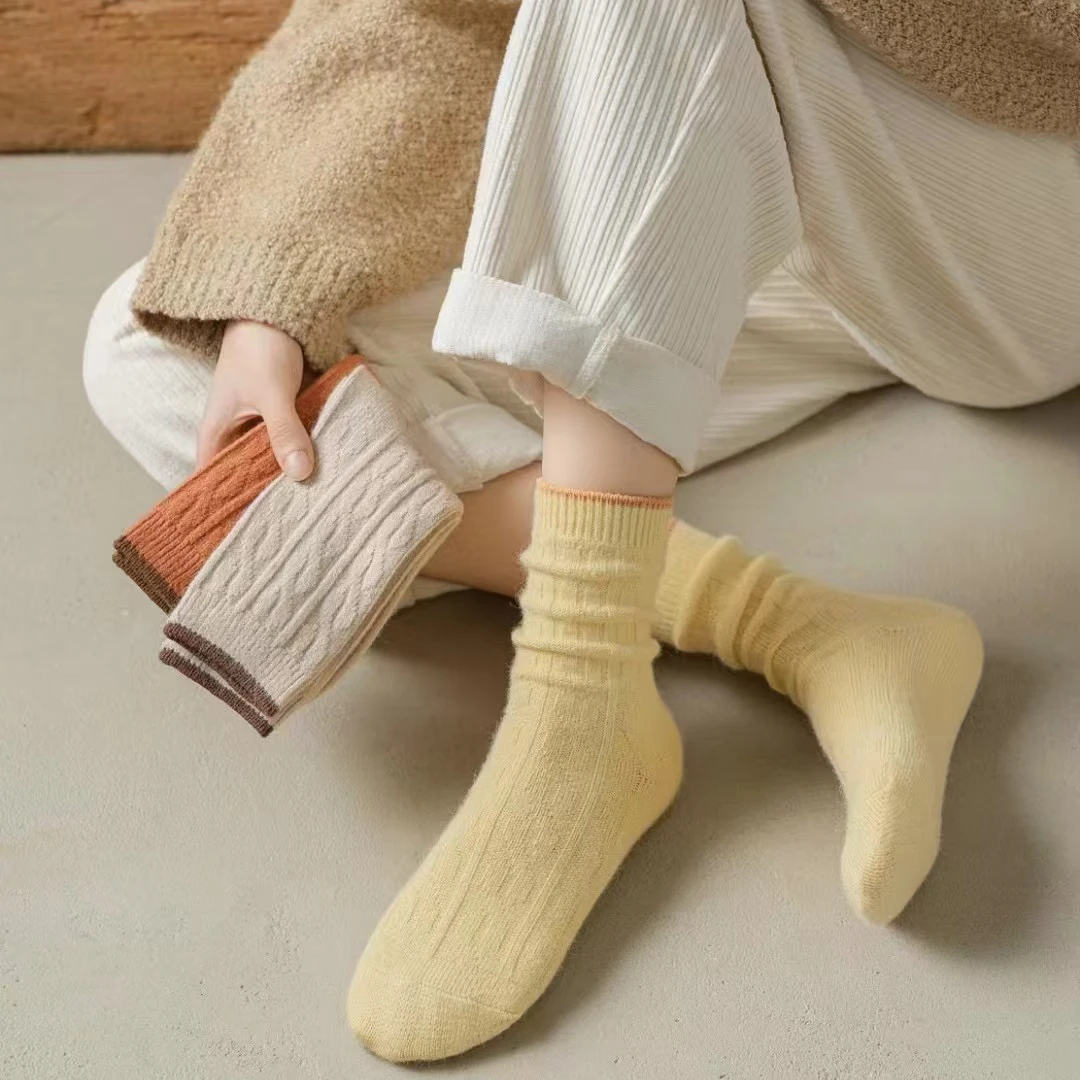 门店4&9！五双装/随意百搭~软糯柔软双针工艺舒适中筒袜 C19196