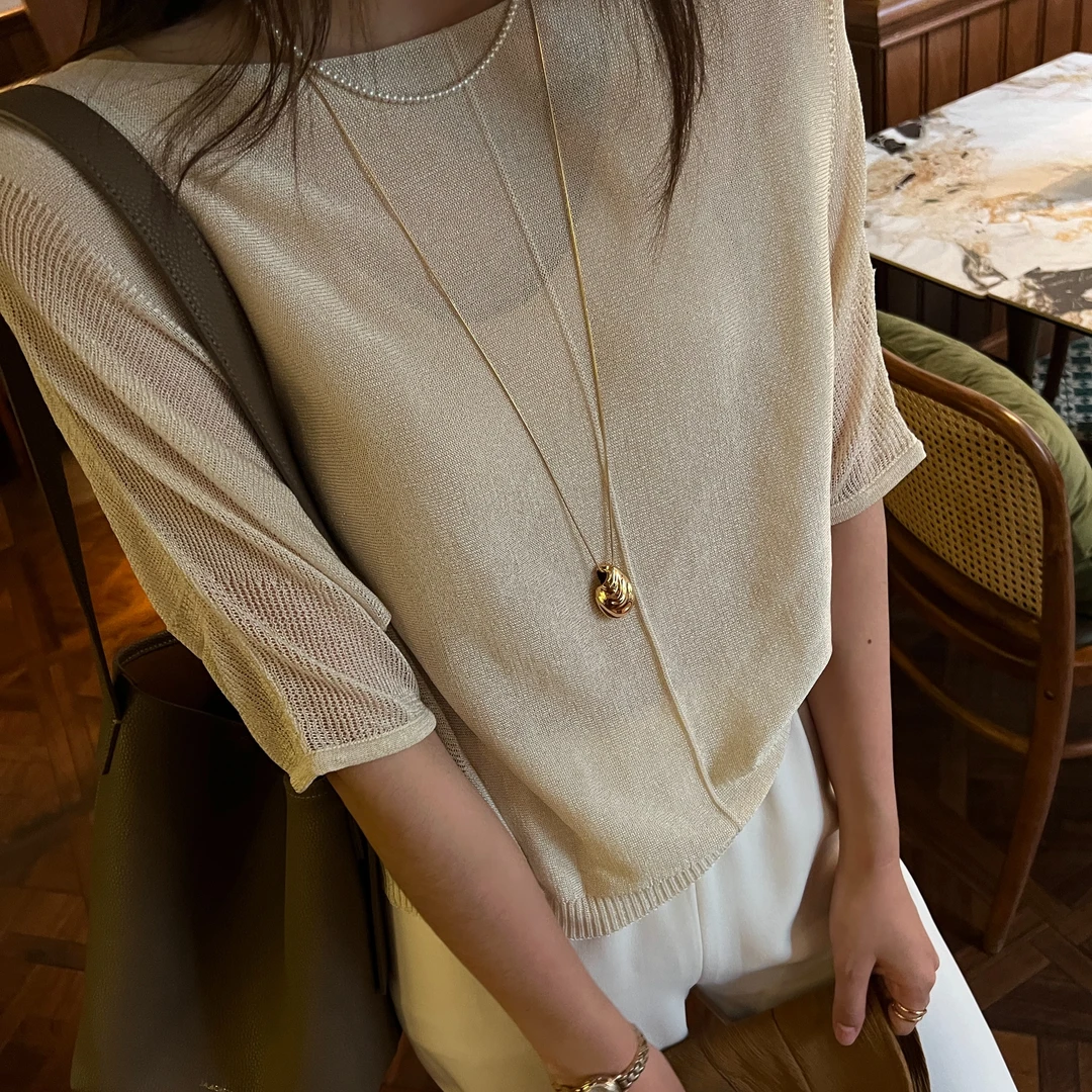 【万千星海】18针机织花式工艺简约雅致针织衫气质夏季百搭上衣