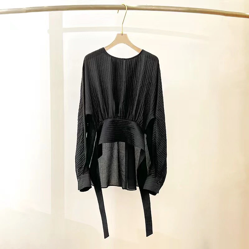 【流光瞬息】超薄双层桑蚕丝前后两穿 不规则 设计款衬衫 402