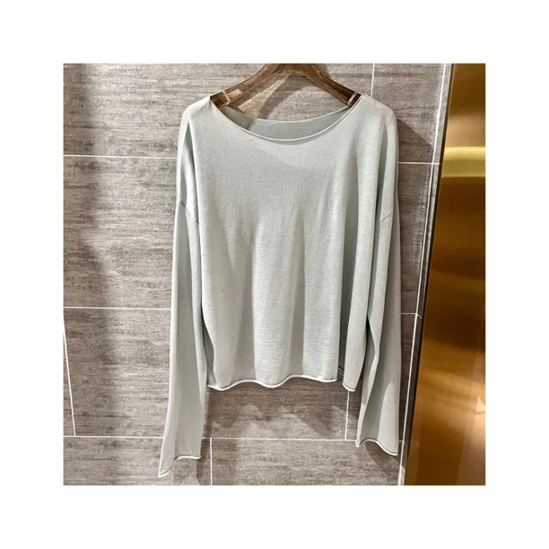 【荷露】进口三醋酸纱线超细18针防晒罩衫圆领打底百搭打底衫