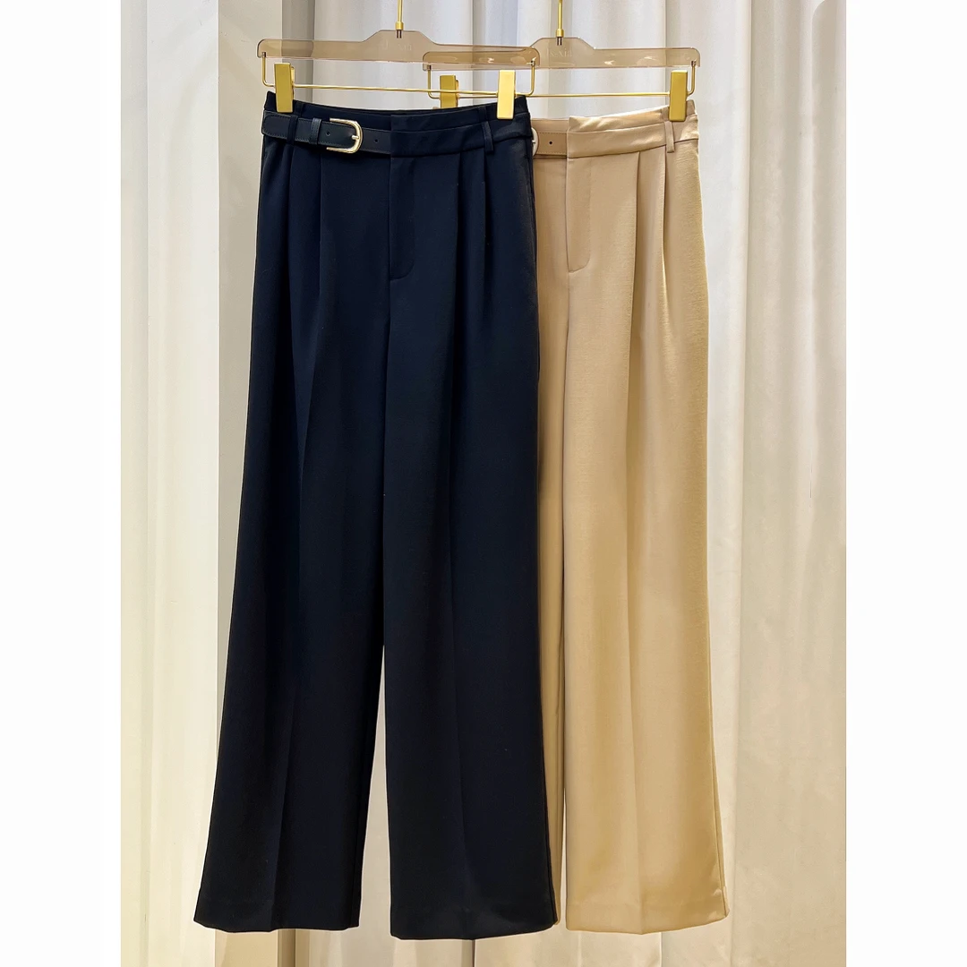 【长腿密匙】新品高腰 显瘦 直筒裤休闲配牛皮腰带0472款