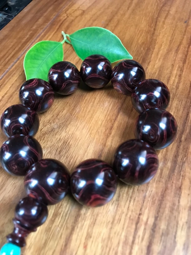 海南黄花梨2.0馆藏级X纹对眼佛珠手串