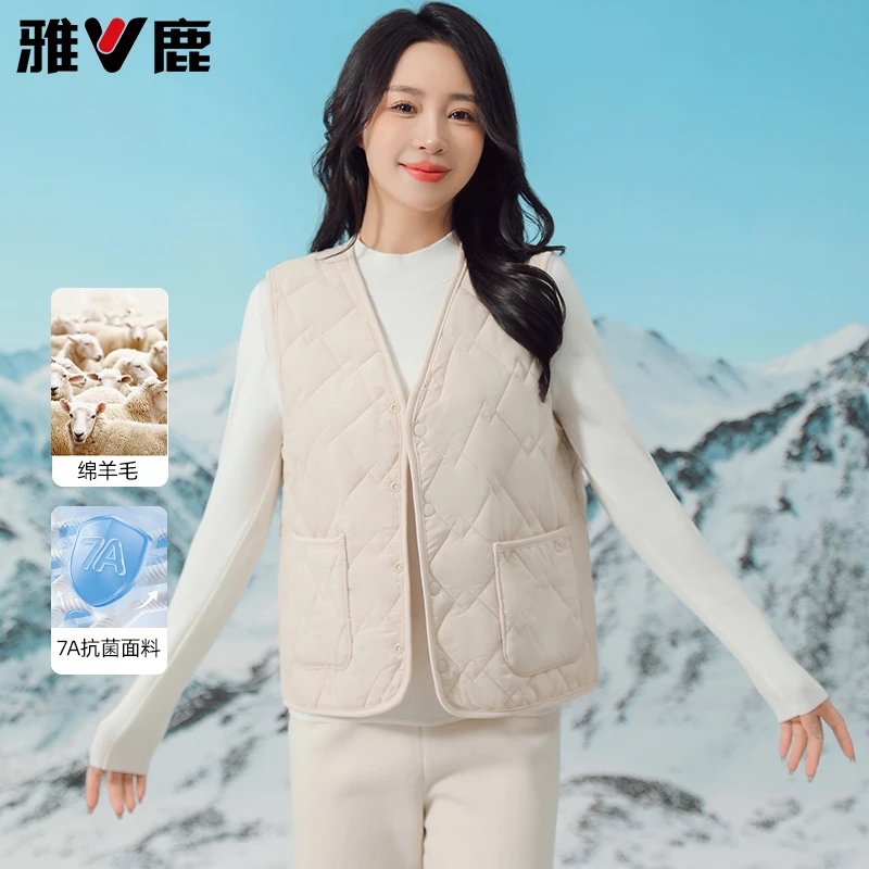 雅鹿2024秋冬新款防风加厚马甲坎肩含羊毛保暖层外穿男女E6/D6