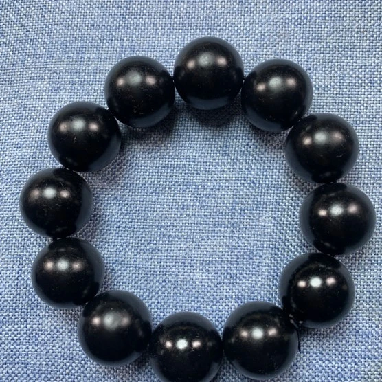 和田玉墨玉卡20手串珠圆玉润精美手串