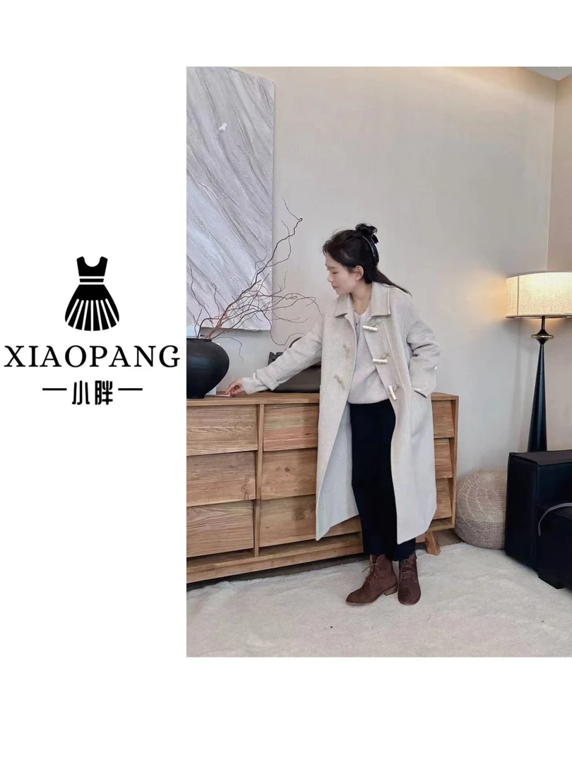 【小胖家】【福福款只出不进】2681高级感翻领牛角扣时尚大衣