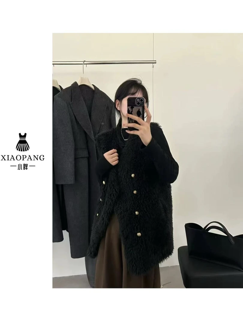 【小胖家】【福福款只出不进】8429-1冬季中长款外搭单排扣毛毛马甲