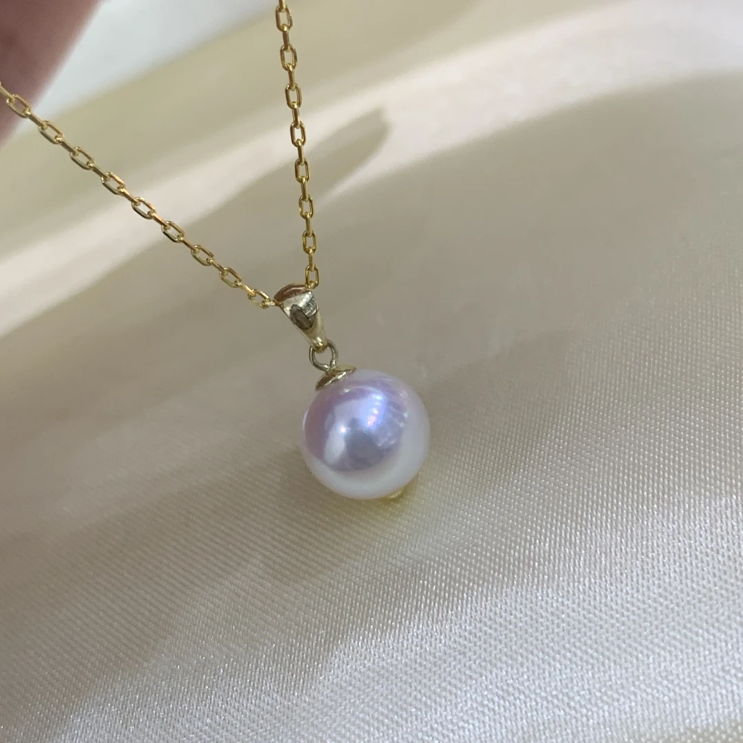 七分 8.5-9mm花珠拆珠海水akoya吊坠 搭配18k金（不含链）