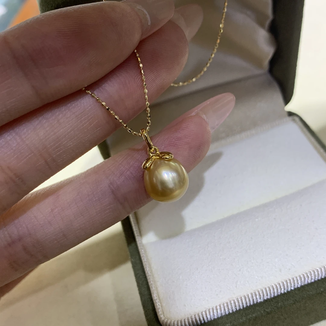 七分「永生花」9-11mm浓金金珠吊坠（形状多样性发货 发一个；不带链）