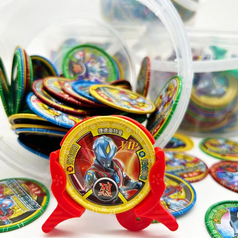 奥特曼铁卡发射器加厚耐摔不伤手圆形卡片套装儿童战斗币卡牌玩具