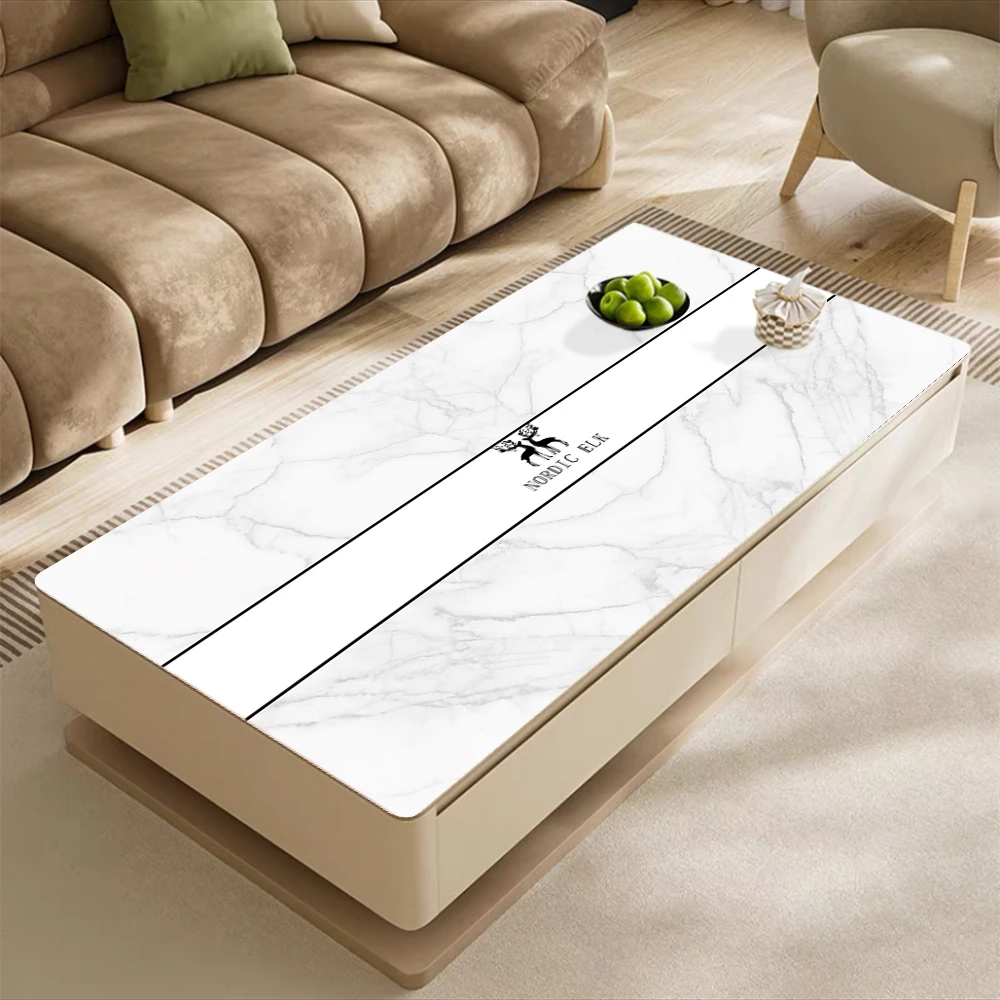 网红轻奢茶几桌布防水防油免洗防烫餐桌垫简约家用长方形皮革桌垫