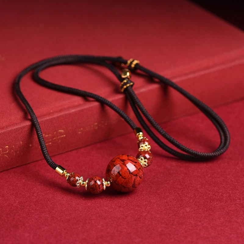 辰砂（处理）朱砂晶体锁骨链