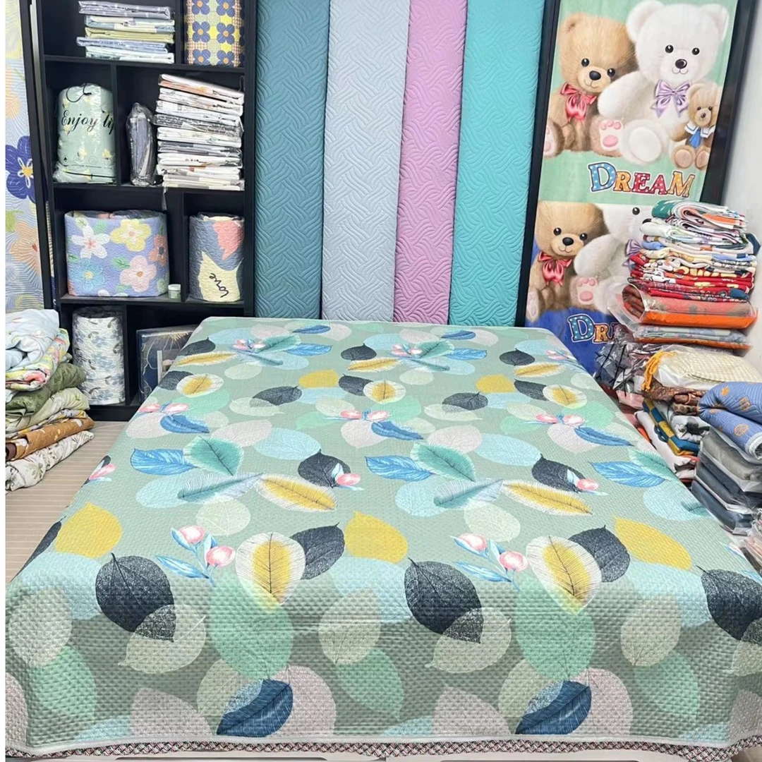 大叶有成-200-225cm( ±5cm)-三层夹棉透气单双人床盖源头好家居