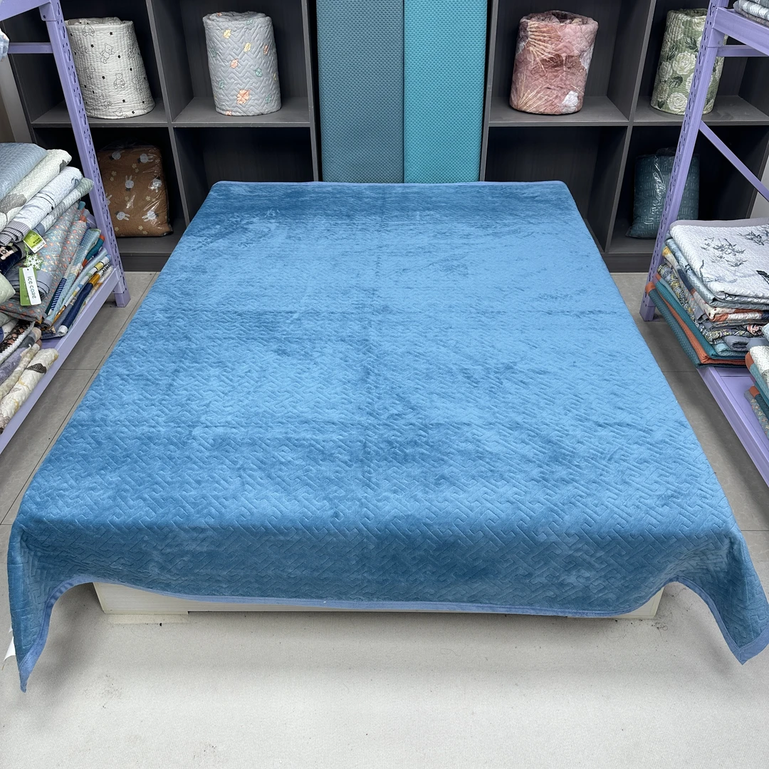 宝石蓝150*220cm宝宝绒床盖加厚秋冬款牛奶绒保暖床毯过冬神器