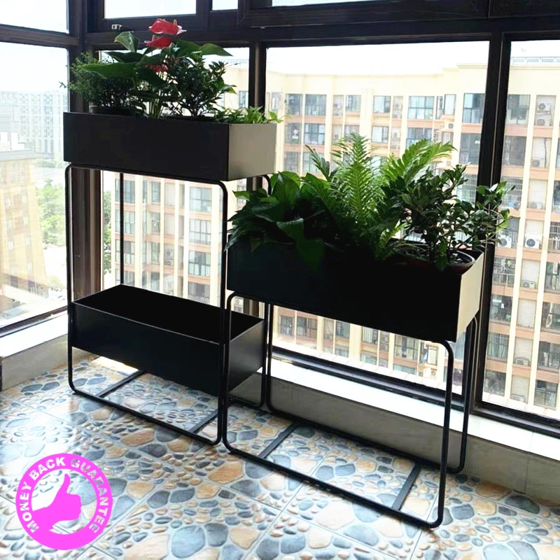 北欧多层铁艺花架客厅家用创意阳台落地式花盆架客厅置物书架子