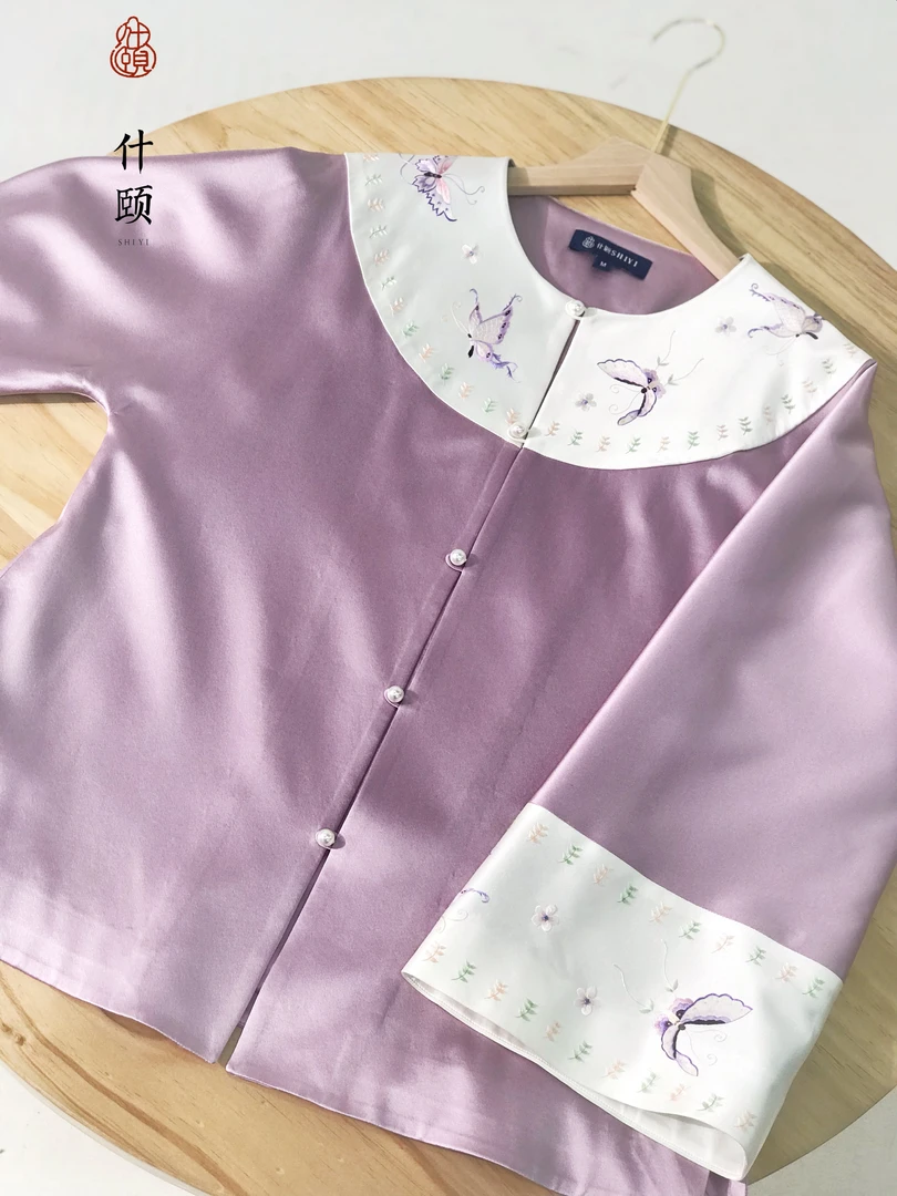 【博物馆典藏非遗苏绣】高定30姆米重缎蝶恋花刺绣外套-工期一个月