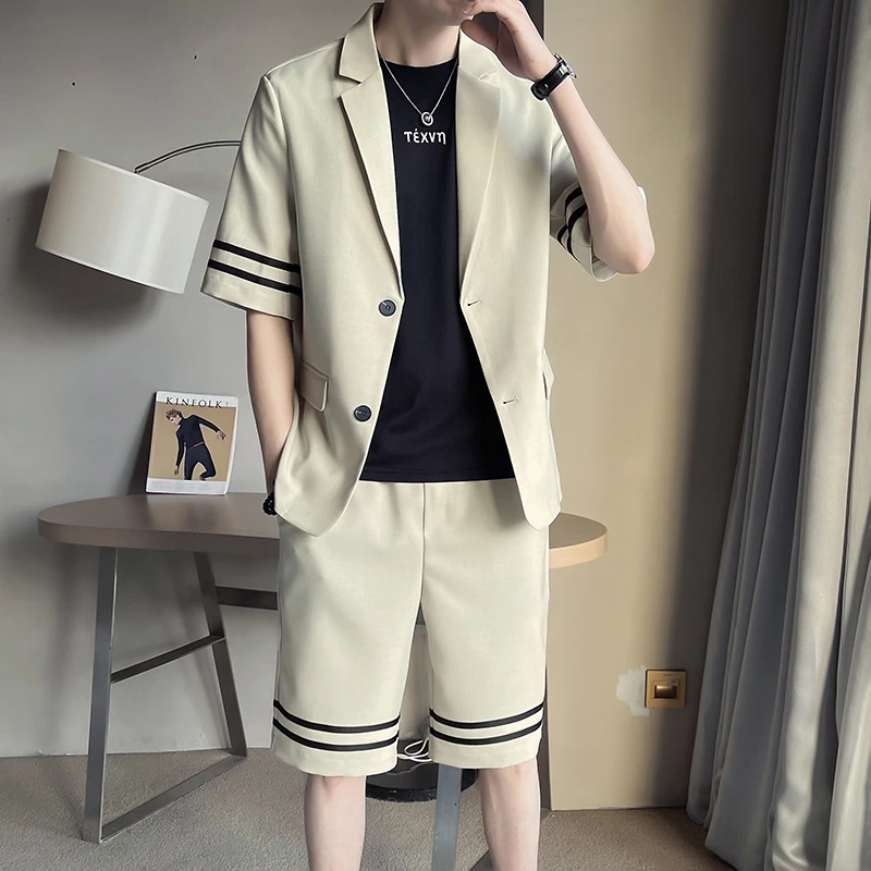 【10044包邮】2023夏装新款青少年学生宽松ins炸街休闲西服套装
