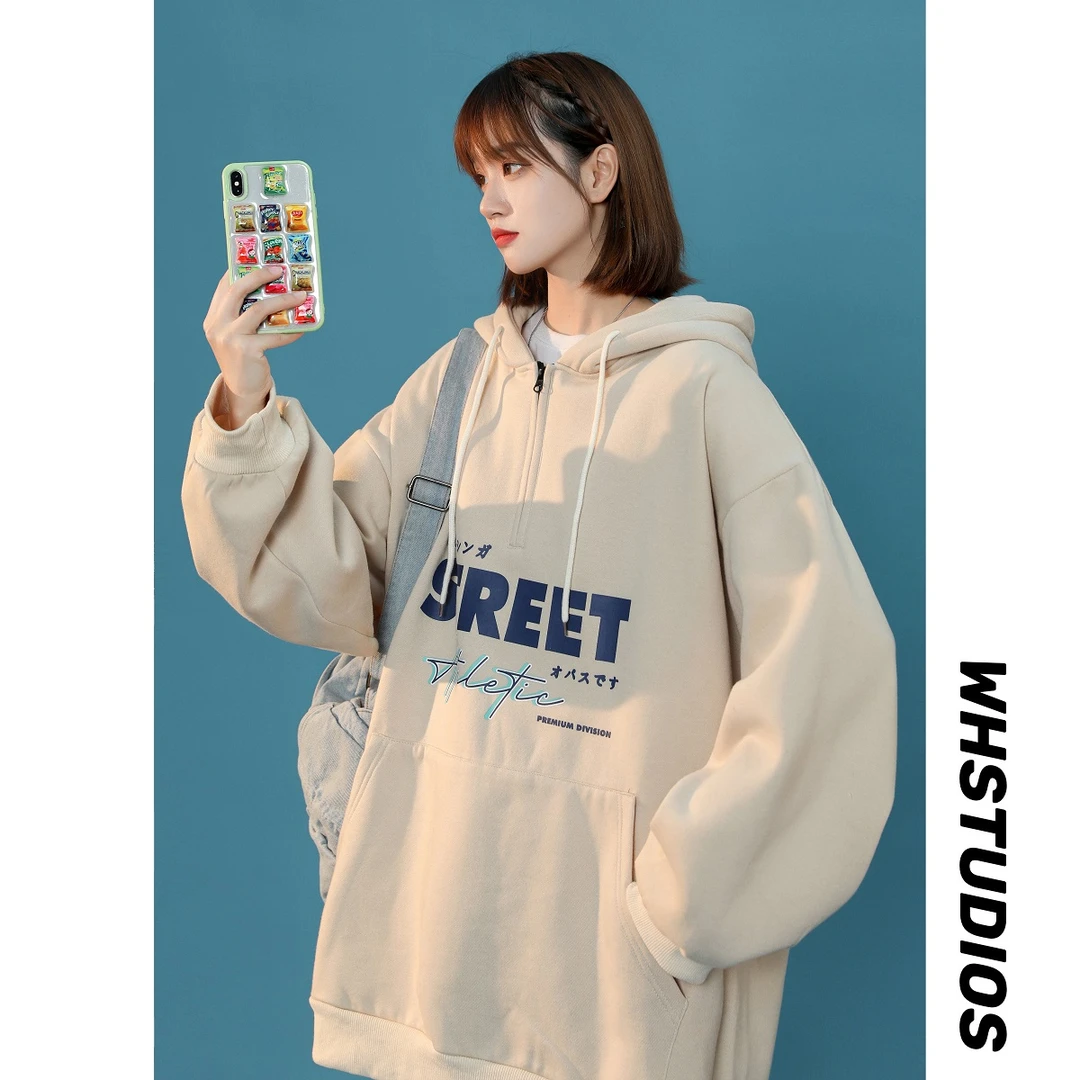 【10153包邮】2025秋季新款港风青少年学生港风加绒保暖印花卫衣