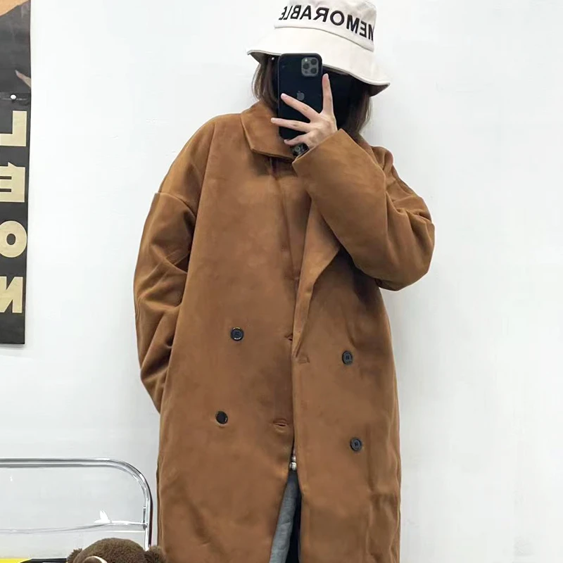 【7317包邮】2023秋冬新款青少年学生港风纯色外套中长款呢大衣