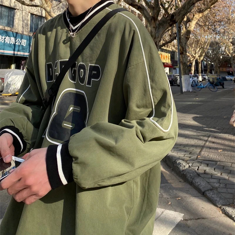 【10937包邮】2024秋季新款港风青少年街头套头式卫衣夹克外套