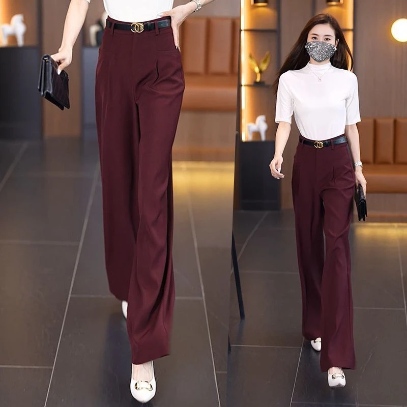 2024年春季新款窄版阔腿裤宽松直筒裤休闲百搭时尚洋气西装裤长裤